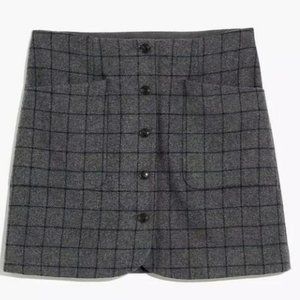 Madewell gray and blue wool windowpane mini skirt